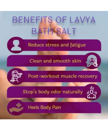 Lavya Luxury Lavender Bath Salt - 16oz/456g | Natural Formula for Body & Foot Spa, Muscle Recovery, Aromatherapy, Pain Relief, Stress Reduction | Purple - Buy Online on GoSupps.com