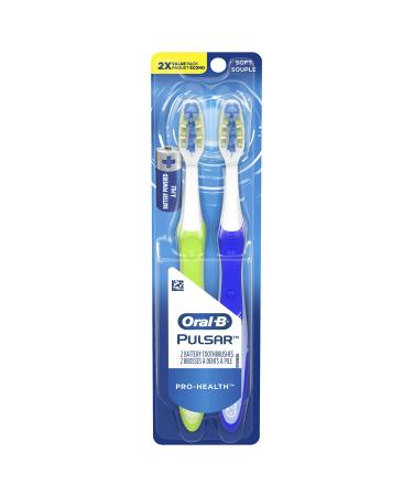 Oral B Pulsar Pro-Health Battery Powered Toothbrush Soft 2 Count (Color May Vary)
