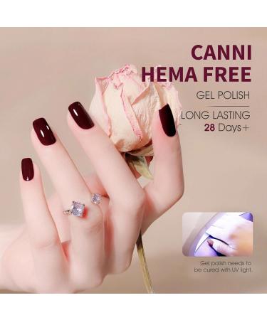 CANNI Dark Red Gel Nail Polish - Burgundy High Gloss Soak Off UV Gel for Salon & DIY Manicure - Buy Online on GoSupps.com