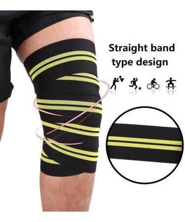 Zerone Sports Knee Bandage Wrap - Elastic Kneepad Straps for Gym Weightlifting & Cross Training - Compression & Support in Black & Yellow - Buy Online on GoSupps.com