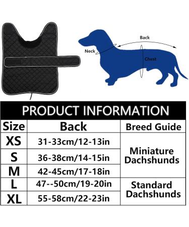 Minezi Waterproof Dachshund Winter Jacket - Cozy Wool Lining & Adjustable Straps | Black XS (31-32cm) - Ideal Dog Clothing - Buy Online on GoSupps.com