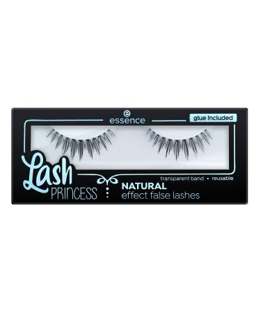 Essence lash princess natural effect false lashes fake lashes artificial eyelashes adhesive transparent band reusable black defined vegan nanoparticles free (1 pair)