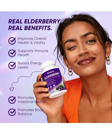 UOZXIL Elvera Elderberry Elvera Gut Support Complex 1200 mg Sambucus Elderberry Extract Zinc + Vitamin C Advanced Formula Digestive Wellness & Boost Energy 60 Capsules - Buy Online on GoSupps.com