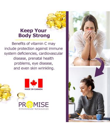 Promise Liposomal Vitamin C 1000 mg - 90 Soft Gels - Superior Immunity Support & Collagen Production - Enhances Skin Muscle & Joint Health - Canadian-Made for Antioxidant Protection & Radicals Defense - Buy Online on GoSupps.com