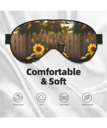 Dog & Sunflower Unisex Adjustable Blackout Sleep Eye Mask - Perfect for Home Travel Yoga & Office Naps - Buy Online on GoSupps.com