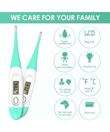 Digital Clinical Fever Medical Thermometer - Fast Body Test with Fever Alarm for Baby, Children, Adult & Pet - Green & White - Buy Online on GoSupps.com