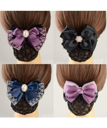 hairnets for bun hair net snoods Net hairpin hairpin hair net elegant girl hairpin bow hair net hair accessories - Buy Online on GoSupps.com