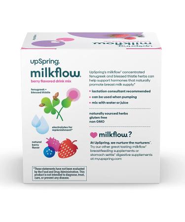 UpSpring MilkFlow Fenugreek & Blessed Thistle Drink - Berry Flavor, 16 Packets (10g Each) for Lactation Support - Buy Online on GoSupps.com