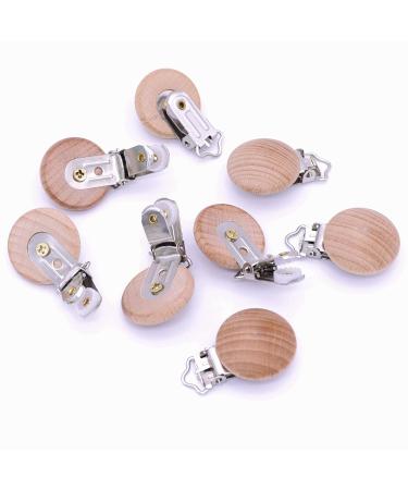 Sutoyuen 10Pcs 30mm (1.18) Natural Wood Pacifier Holder Round Beech Metal Teether Wooden Teething Beads Suspender Clips DIY Pacifier Accessories - Buy Online on GoSupps.com