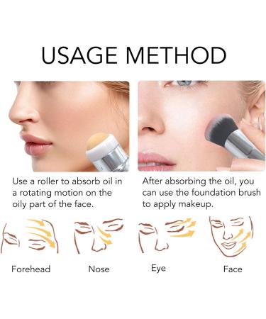 2 in 1 Absorbing Volcanic Roller Double Headed Brush Volcanic Stone Oil Control Roller Results Remove Excess Shiny (Brown) - Buy Online on GoSupps.com
