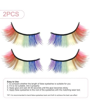 2 Pairs Colored Lashes Natural Look 3D Curly Rainbow Eyelashes Fluffy Pride Lashes Synthetic Eye Lashes Extension for LGBT Pride Day Halloween Cosplay Makeup Accessories - Buy Online on GoSupps.com