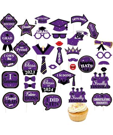 Graduation Cake Toppers - Graduation Cap Diploma Cupcake Picks Grad Cap Cupcake Picks for Senior High School College Grad Party Supplies Graduation Theme Party Decorations Gomice Purple - Buy Online on GoSupps.com