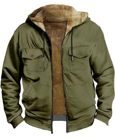 Hanxiulin Oversized Winter Coat & Hoodie Jacket for Men - Breathable Fleece Trenchcoat Lightweight Outdoor Wear - Buy Online on GoSupps.com