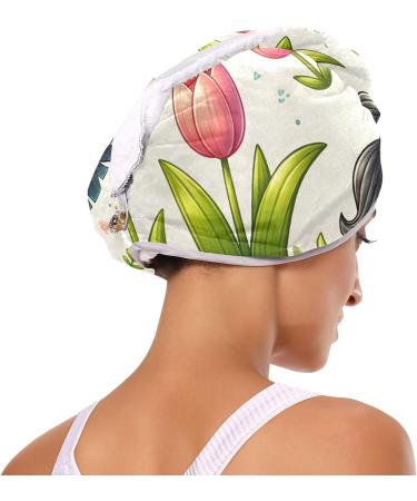 Cute Pinto Grass Tulip Hair Towel 2 Pack | Super Absorbent Quick Drying Hair Turbans for Women & Girls - Buy Online on GoSupps.com