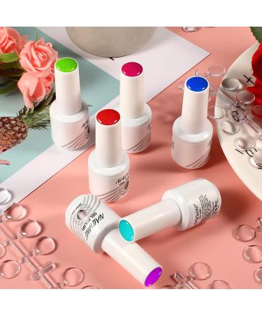 480 Round False Nail Art Display Tips | Colorful Nail Polish DIY Training Sticks with Adhesive Sticker | Transparent Nail Display Card for Practice - Buy Online on GoSupps.com