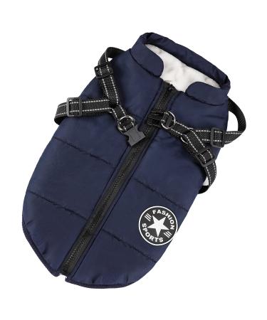 Dog jackets for the winter windproof waterproof 2 in 1 outfit cold weather coat dog vest harness puppies winter warm jacket little blue s
