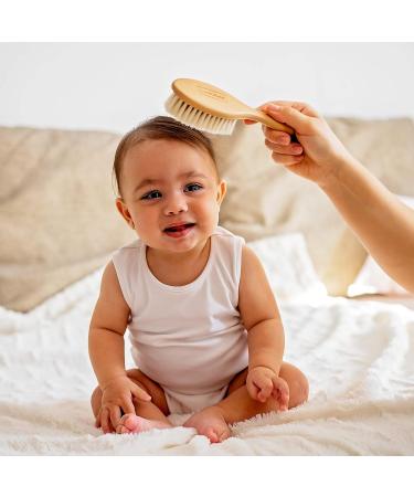 Baby Hair Brush Set with Soft Goat Bristles - Newborn Grooming Kit with Nail Clippers, Scissors, and Nose Cleaning Tweezers - Perfect Baby Shower Gift for Boys and Girls - Buy Online on GoSupps.com