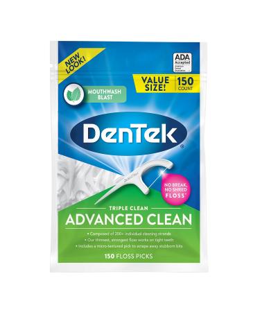 DenTek Advanced Clean Floss Picks Mouthwash Blast 150 Floss Picks