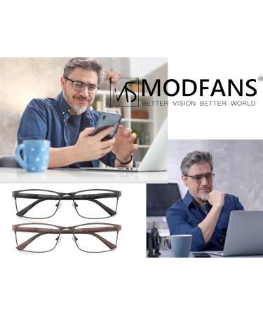 MODFANS 4 Pack Reading Glasses for Men - Blue Light Filter Metal Frame - Rectangle Style - Stainless Steel +1.00 - Shop Now! - Buy Online on GoSupps.com