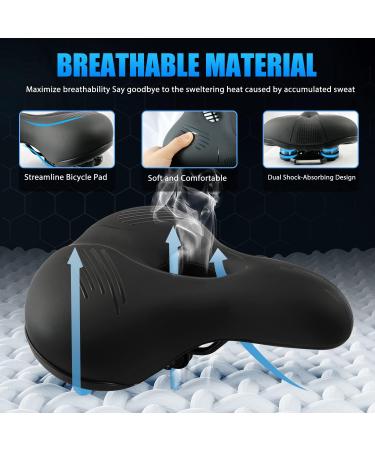 Luchen Memory Foam Bike Seat for Men and Women - Shock Absorbing Saddle Replacement for Exercise, Mountain, Road, BMX Bikes - Black - Buy Online on GoSupps.com