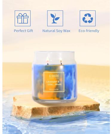 Shop Lavender Candle - 2 Wick Soy Wax 80-Hour Burn Strong Scent | Aromatherapy & Gift for Women | Coastal Ocean Effect - 12oz - Buy Online on GoSupps.com