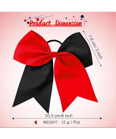 Jumbo Cheerleading Bow Set - 8 Inch Red & Black Hair Bows for Teen Girls | Large Cheer Bow with Ponytail Holder - Buy Online on GoSupps.com