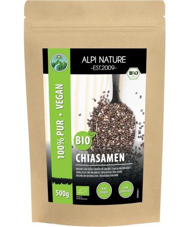 Organic Black Chia Seeds (500g) - 100% Natural Vegan Lab Tested No Additives - Organic Cultivation - Buy Online on GoSupps.com