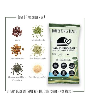 San Diego Bar-Torrey Pines Trails | Vegan & Gluten-Free Protein Bars | Pumpkin & Sunflower | 6 Whole Food Ingredients | Healthy Breakfast & Energy Snack | 4 Pack - Buy Online on GoSupps.com