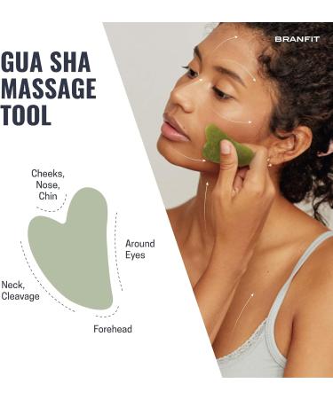 Natural Jade Gua Sha Massage Tool & Roller Kit | Anti-Aging Skin Care | Reduce Puffiness & Wrinkles - Buy Online on GoSupps.com