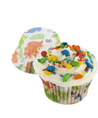 Create A Cake Dinosaur Cupcake Sprinkle Kit Patterned Baking Cases & Sprinkle Pod 25 Cases And 30g Sprinkles Edible Decoration Set With Multicoloured Sugar Dinosaurs and Sugar Strands - Buy Online on GoSupps.com