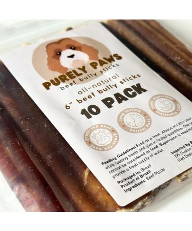 Purely Paws Premium All-Natural Beef Bully Sticks - Safe Digestible Dog Chews - Long-Lasting Low-Odour Rawhide Free - (6" 10 Count) 6" (Pack of 10) - Buy Online on GoSupps.com
