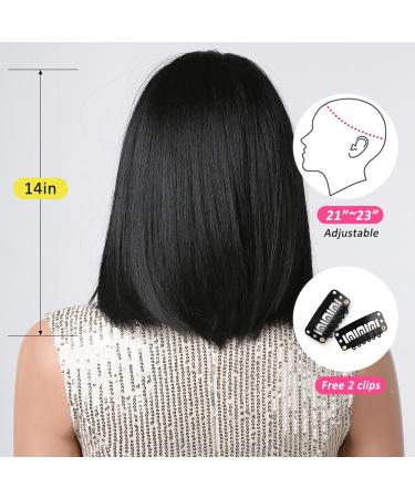 Oufei Black Bob Wig with Ponytail | Synthetic Hair Wigs for Women | Perfect for Cosplay & Daily Use (1052-1) - Buy Online on GoSupps.com