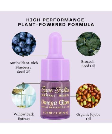 Purify Omega Glow Facial Massage Oil - PM 10ml. Blueberry Seed Oil Organic Jojoba Oil Willow Bark Blend for Skin Clarity and Balance - Buy Online on GoSupps.com