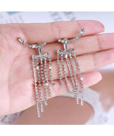 Buy Vintage Rhinestone Chandelier Drop Earrings | Crystal Ear Climbers & Silver CZ Tennis Chain Jewelry for Women - Buy Online on GoSupps.com