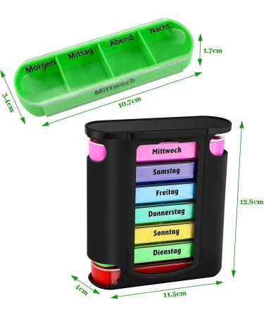 Collazoey 7-Day Pill Box Organizer | Travel Tablet Box for Medications & Vitamins | German Version | Colorful Design - Buy Online on GoSupps.com