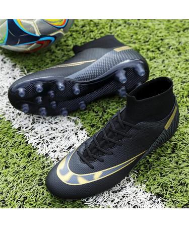 MFSH Unisex Big Boy Soccer Cleats Fg/ag High-top Spikes - Size 7 Women/6 Men - Professional Training Turf Indoor Athletic Sneaker - Black - Buy Online on GoSupps.com