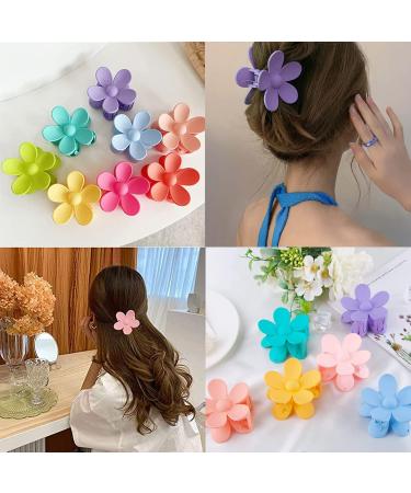 Aniuge Matte Flower Claw Clips - 8Pcs Bright Colors - Non-Slip Hair Styling Accessories for Thick Hair Women and Girls - Buy Online on GoSupps.com