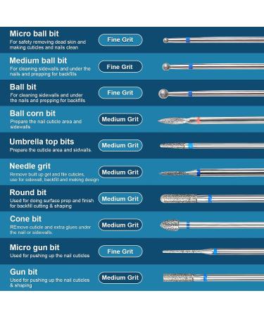 10pcs 3/32 Inch Diesisa Nail Drill Bits for Acrylic and Natural Nails | Manicure Pedicure Tool for Electric Nail Drill WK01 - Buy Online on GoSupps.com