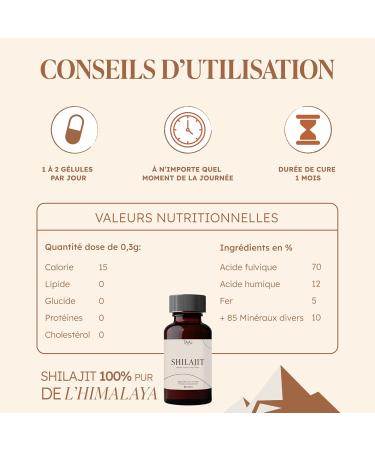 TAAJ | Shilajit en g lules | Pur de l'Himalaya 100% naturel | 70% d'acides fulviques | + 85 min raux et oligo- l ments | Antioxydant | R duit stress & fatigue | Cure de 30 jours | 60 g lules - Buy Online on GoSupps.com