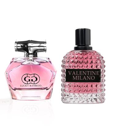 Women's Perfume Combo Set Milano Women&Lucky Bamboo Floral Fruity Fragrance Eau De Parfum Elegant 100ml Bottle Natural Spray Each for Daily Used Milano&Lucky Bamboo