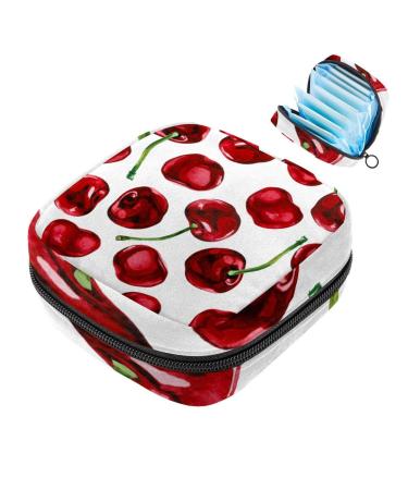 Portable women's binding-up bags menstrual cup bags female menstrual pads bags for teenage girls tampons for the first period red cherry multicolored 04