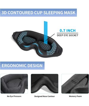 3D Eyelash Protector Eye Mask for Sleeping - Adjustable Sleep Mask for Women and Men - Super Soft Eye Cover for Meditation, Yoga, Travel - Black - Buy Online on GoSupps.com