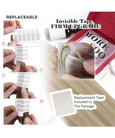 Shop Moresoo Seamless Invisible Tape In Hair Extensions - Real Hair 60cm Ash Blonde & Platinum Blonde 20 Pieces/50g #P18/613 - Buy Online on GoSupps.com