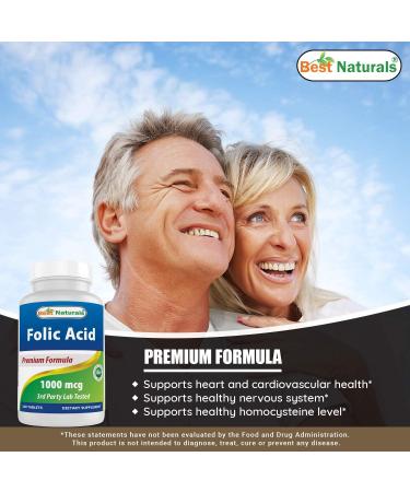 Best Naturals Folic Acid 1000mcg (Vitamin B9) 240 Tablets - Pack of 2 - Buy Online on GoSupps.com