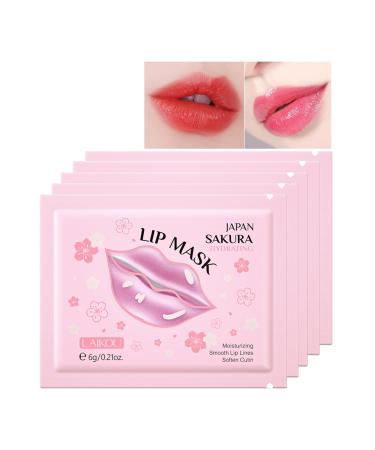 AKARY Sakura 10 Pieces Hydrating Lip Mask Lip Sleep Mask Collagen Crystal Lip Care Gel Pads For Moisturizing Minimize Fine Lines Remove Dead Skin Anti Chapped Pads Lip Mask (10)