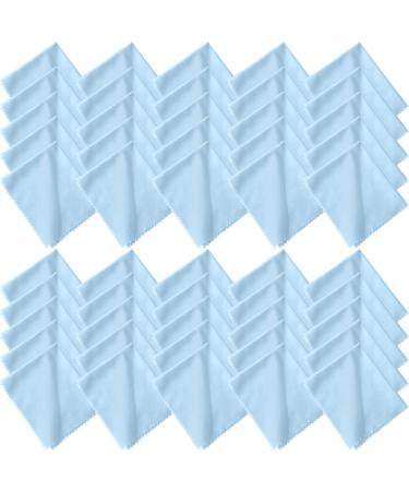 50 Pieces Microfiber Cleaning Cloths for Glasses 7 x 6 Inch Eyeglasses Cleaning Cloth Lens Glasses Cleaning Cloth for Electronics Glasses Screen Cell Phone and Laptop(Blue)