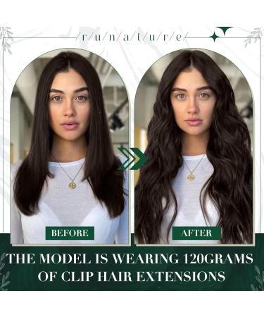 Runature Dark Brown Clip-In Hair Extensions - Real Remy 50cm 20 Inch #2 - 3 Pieces - Premium Quality - Buy Online on GoSupps.com
