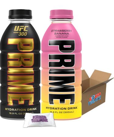 Prime - UFC 300 500ml + Strawberry Banana 500ml - Energy Hydration Drink Bundle Boxed Treatz
