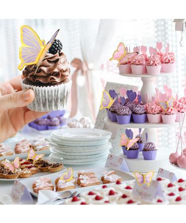 LANGPA 22-Piece Butterfly Cake Decorations & Happy Birthday Acrylic Toppers - Purple & Pink, Ideal for Baby Shower, Wedding & Birthday Party - Buy Online on GoSupps.com