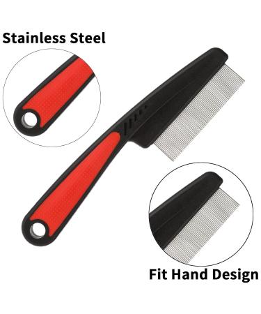 Molain Cat Dog Flea Comb Set - 4 Piece Tear Stain Remover & Grooming Tool for Pets - Red - Buy Online on GoSupps.com